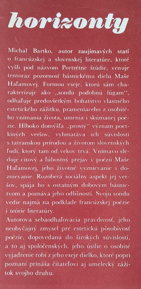 Poézia prostoty / Esej o diele Maše Haľamovej