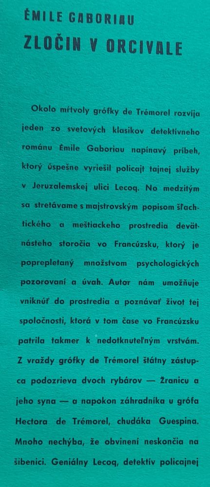Zločin v Orcivale / Pán Lecoq 2. / Emile Gaboriau