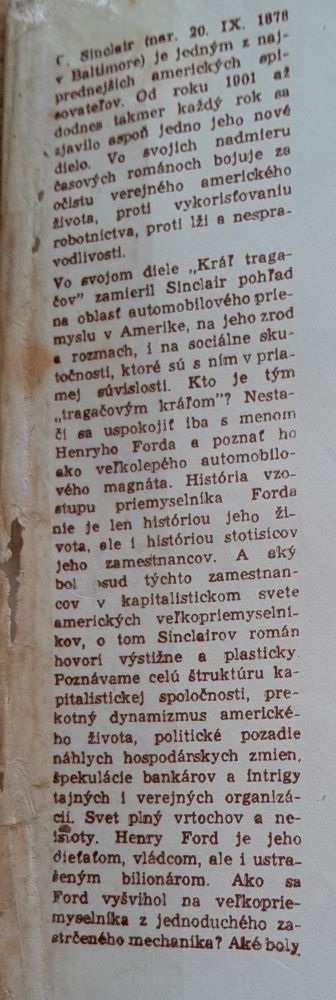 Kráľ tragačov / Upton Sinclair / Edícia Život