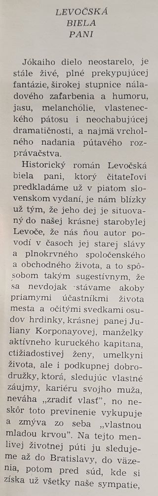Levočská Biela pani (Mór Jókai)