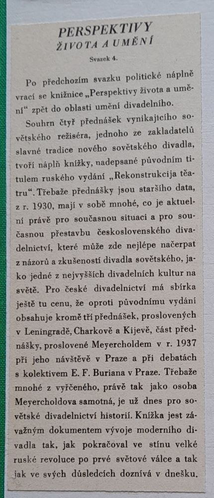 Přestavba divadla / Úvahy o moderním divadle a jeho funkci