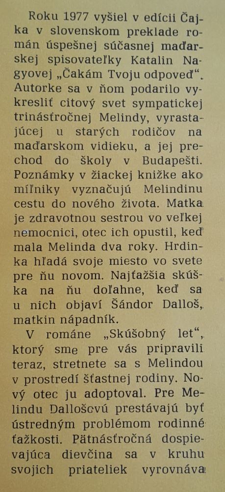 Skúšobný let - Voľné pokračovanie knihy Čakám tvoju odpoveď / Čajka