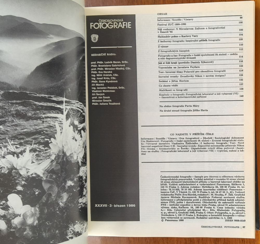 Československá fotografie / Časopis pro ideovou a odbornou výchovu fotografických pracovníkú