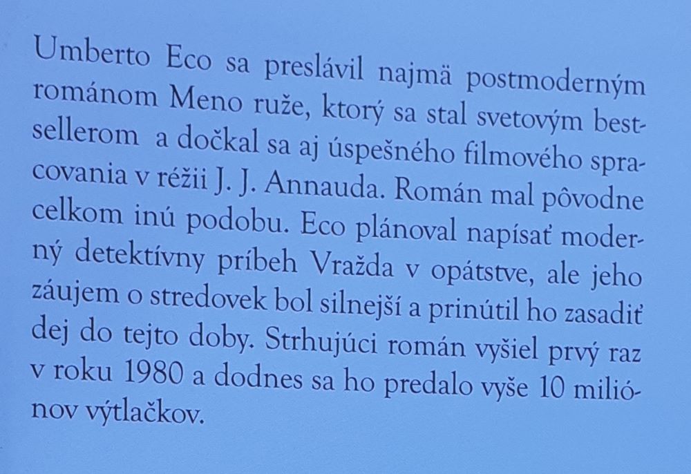 Meno ruže / Svetová knižnica SME 20. storočie - zväzok č. 1