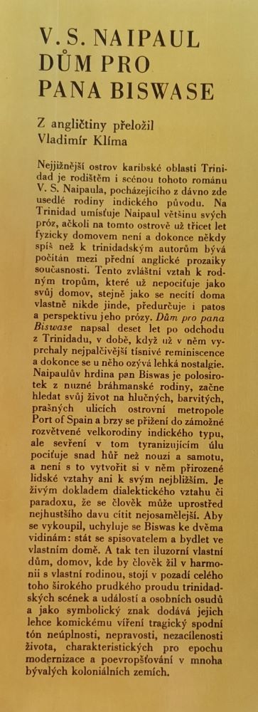 Dúm pro pana Biswase / Soudobá světová próza