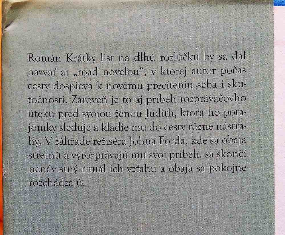 Krátky list na dlhú rozlúčku / Svetová knižnica SME 20. storočie - zväzok č. 21