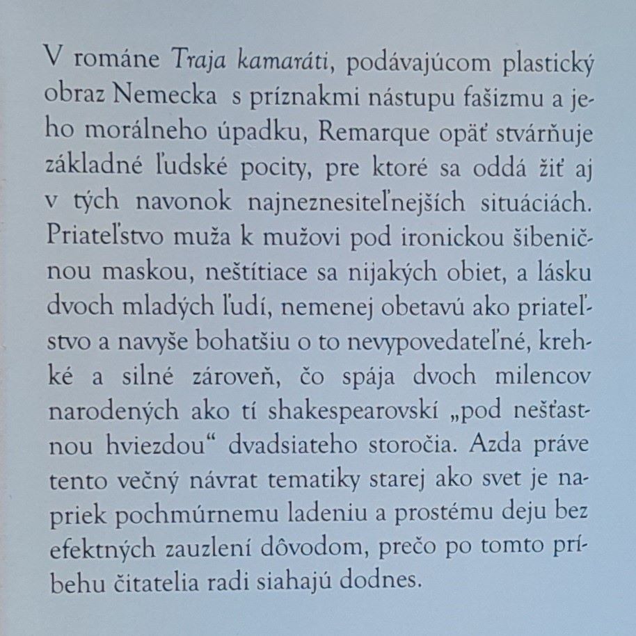 Traja kamaráti, Svetová knižnica SME 20. storočie - zväzok č. 43