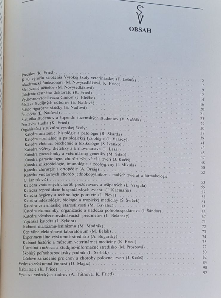 Štvrtá desaťročnica vysokej školy veterinárskej v Košiciach - 1979 - 1989
