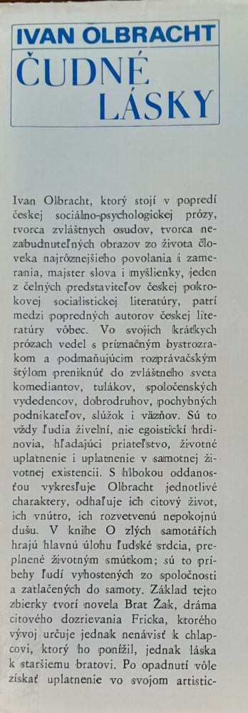 Čudné lásky / Edícia Svetová tvorba / Z českých originálov O zlých samotářích a Bejvávalo