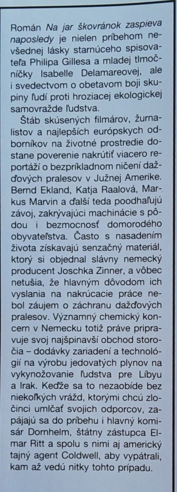 Na jar škovránok zaspieva naposledy