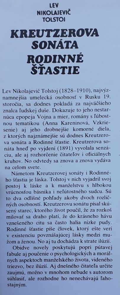 Kreutzerová sonáta / Rodinné šťastie (Tolstoj)