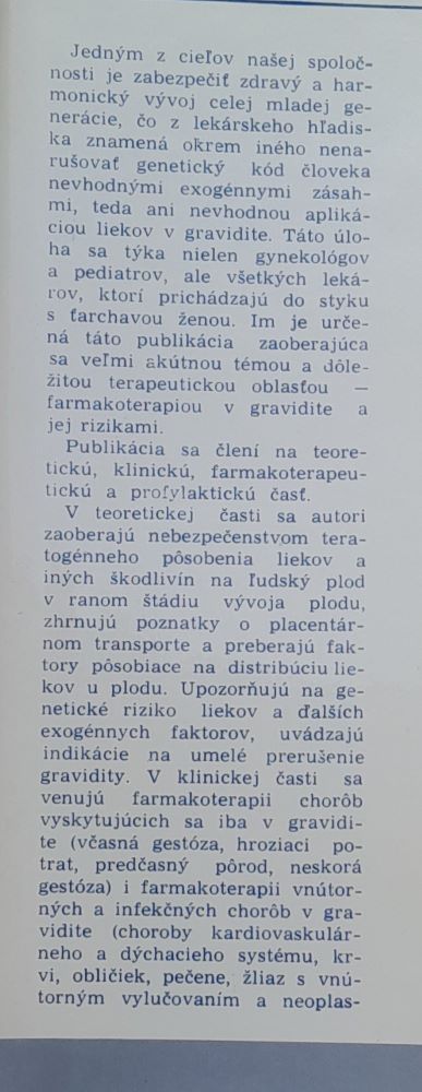 Riziko farmakoterapie v gravidite / Pre postgraduálne štúdium lekárov a farmaceutov