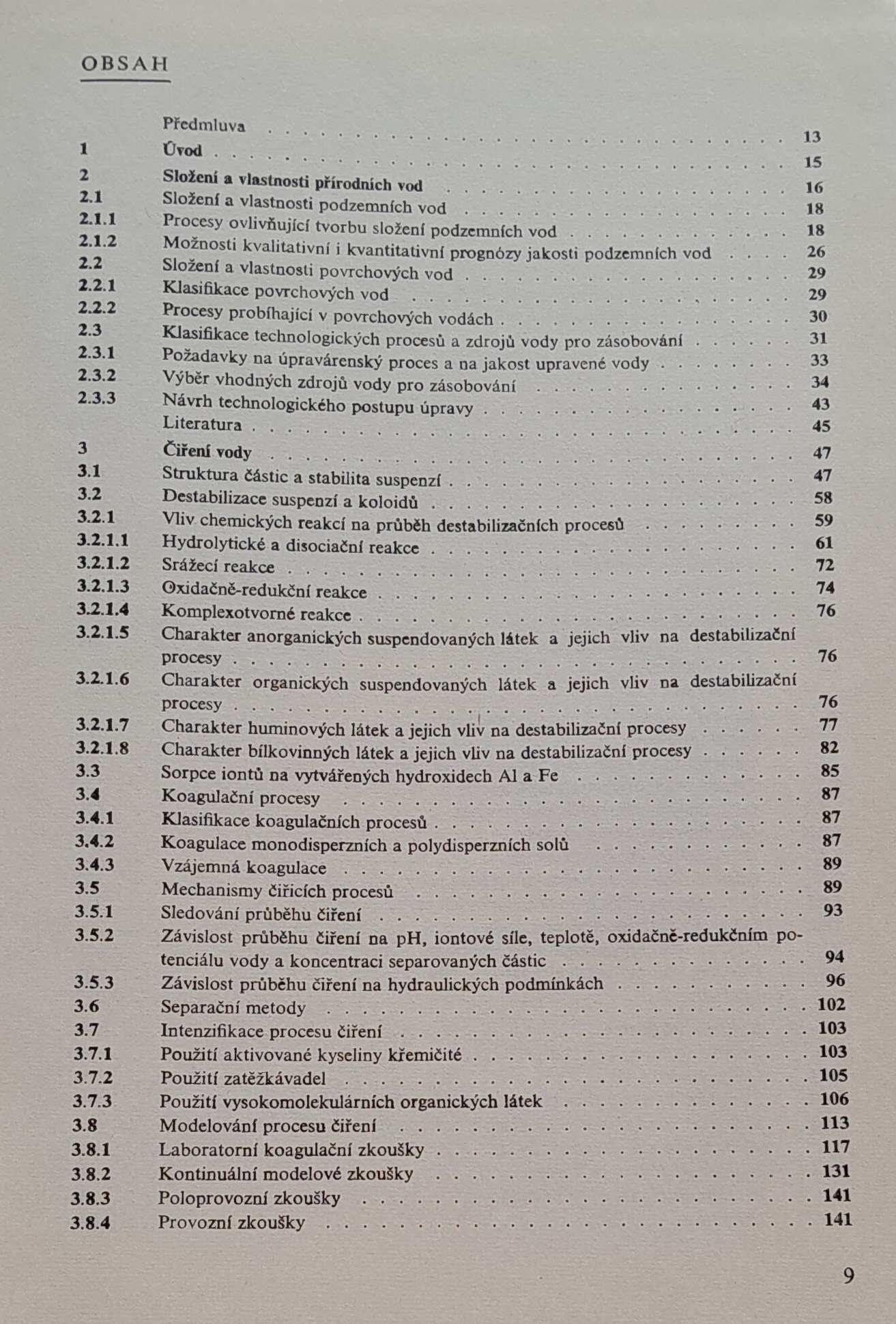 Chemické a technologické procesy úpravy vody / Ochrana životního prostředí
