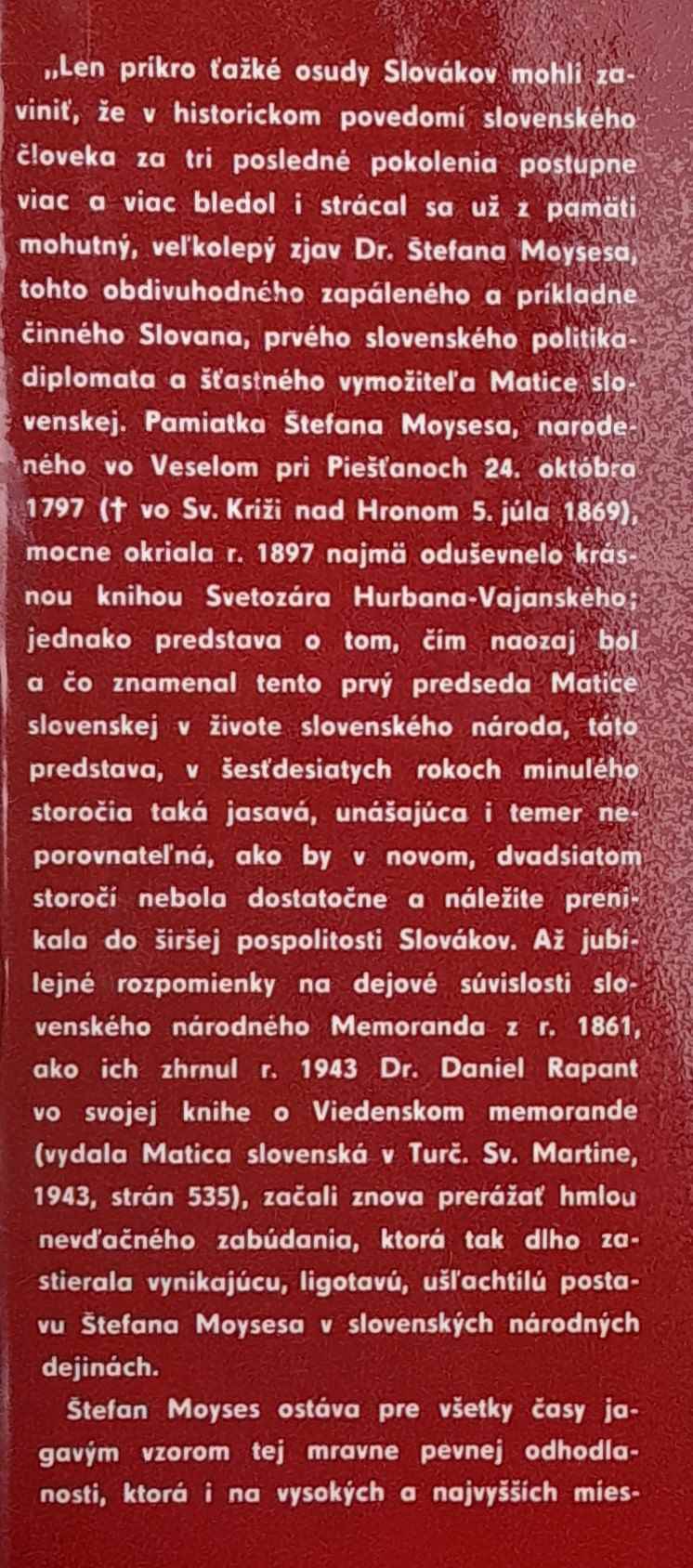 Život Štefana Moyzesa / Matičné reči Štefana Moysesa a ich buditeľský význam