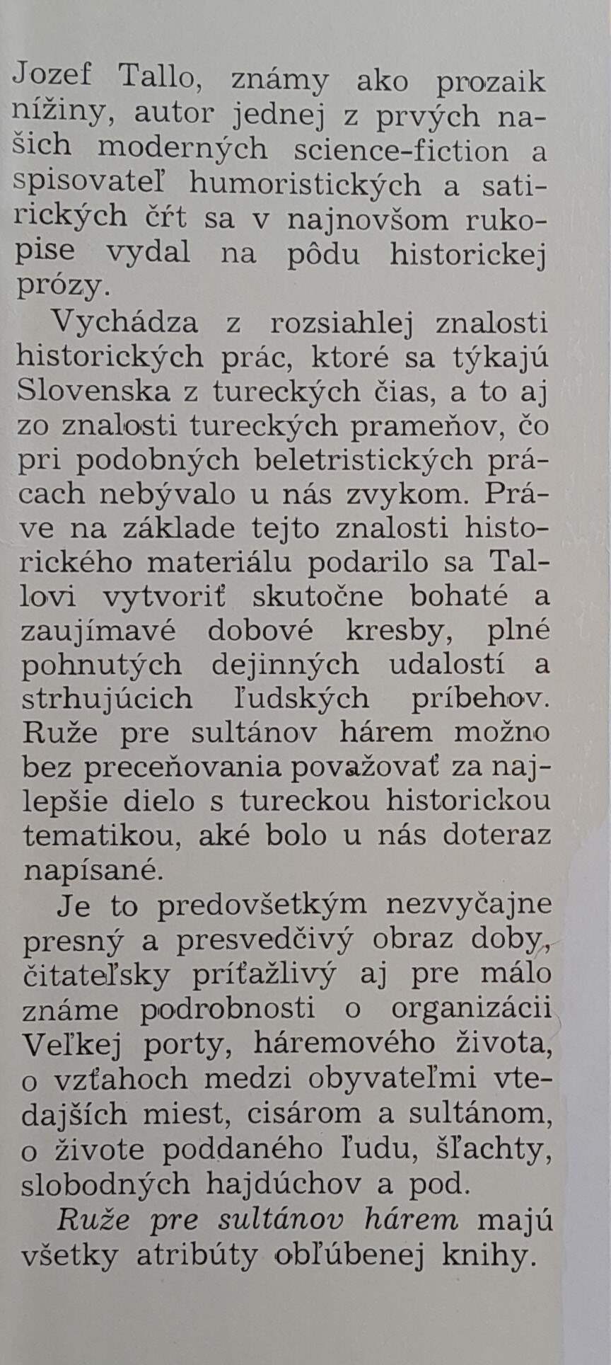 Ruže pre sultánov hárem / Nová próza