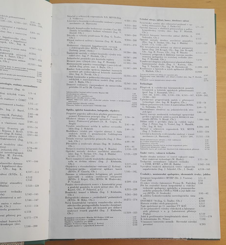 Jemná mechanika a optika 1978 / mesačník čísla 1 - 12