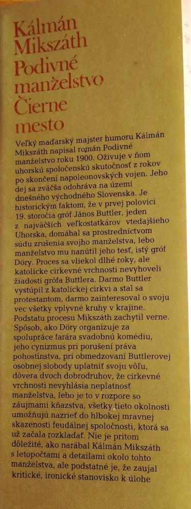 Podivné manželstvo, Čierne mesto - Zlatý fond