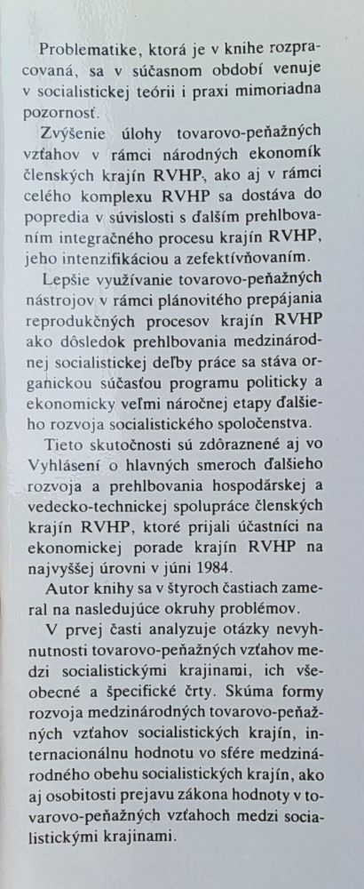 Medzinárodné tovarovo-peňažné vzťahy v RVHP / Medzinárodná edícia - Reálny socializmus: teória a prax