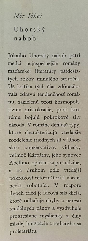 Uhorský nabob / Mór Jókai / Hviezdoslavova knižnica