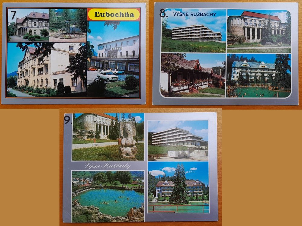 Kúpeľné pohľadnice, rôzne slovenské kupele - pohľadnice