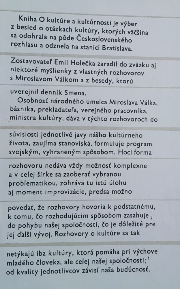 O kultúre a kultúrnosti s Miroslavom Válkom / Záznamy rozhovorov