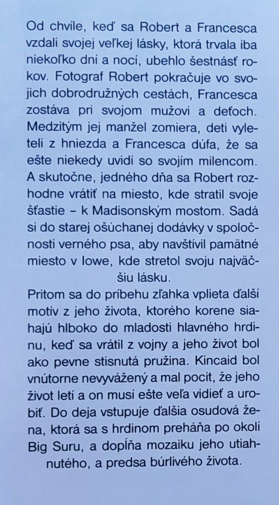 Tisíc poľných ciest / Epilóg k Madisonským mostom