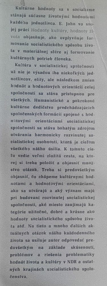 Hodnoty kultúry, hodnoty života / Edícia Socializmus: skúsenosti, problémy a perspektívy