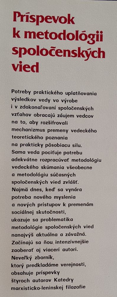 Príspevok k metodológii spoločenských vied