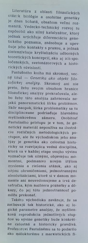 Genetika ako objekt filozofickej analýzy