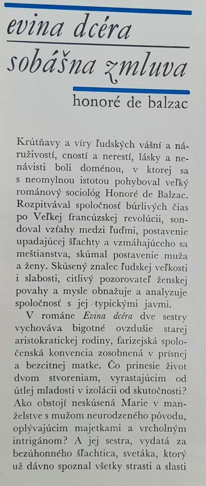 Evina dcéra / Sobášna zmluva / Balzac / Hviezdoslavova knižnica