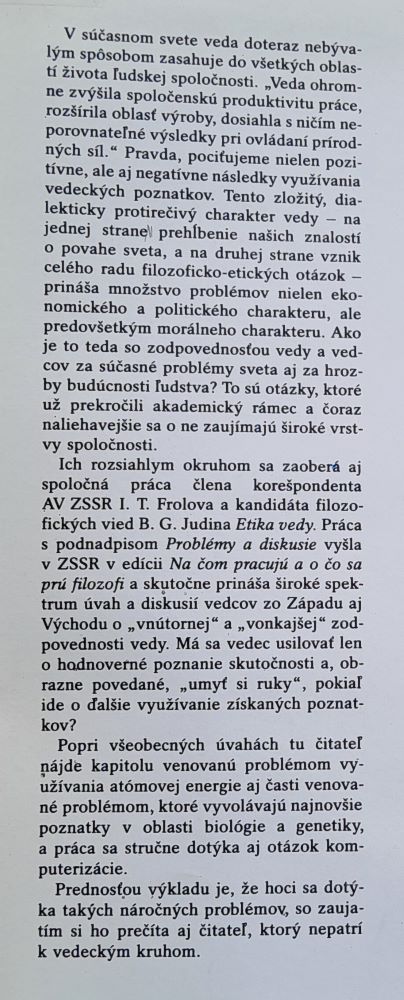 Etika vedy / Problémy a diskusie