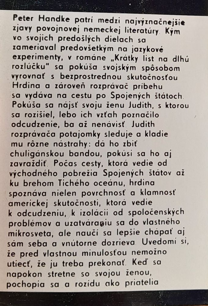 Krátky list na dlhú rozlúčku / Edícia LUK