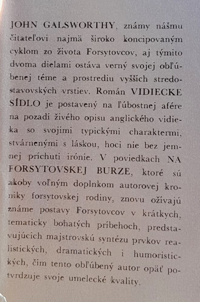 Vidiecke sídlo / Na forsytovskej burze (Galsworthy)