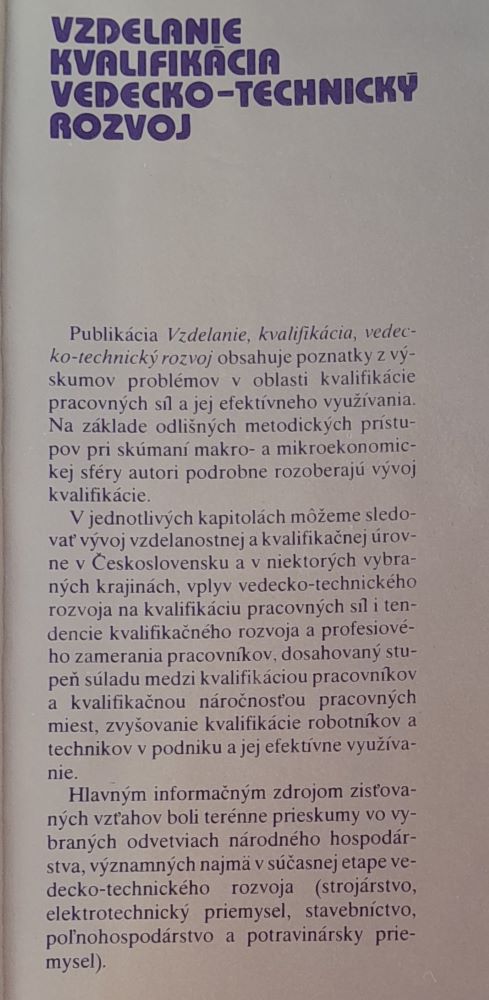 Vzdelanie - kvalifikácia - vedecko-technický rozvoj