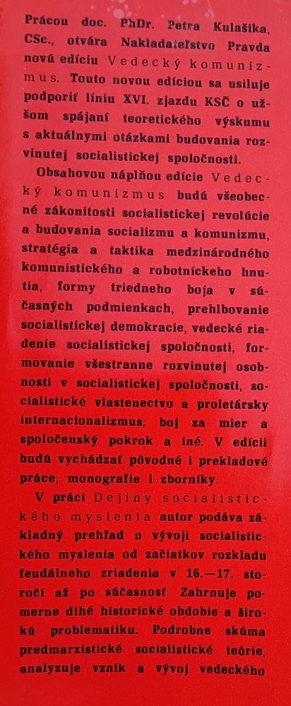 Dejiny socialistického myslenia / Edícia Vedecký komunizmus