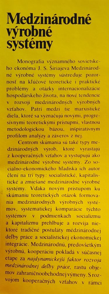 Medzinárodné výrobné systémy / Edícia Ekonomickej literatúry