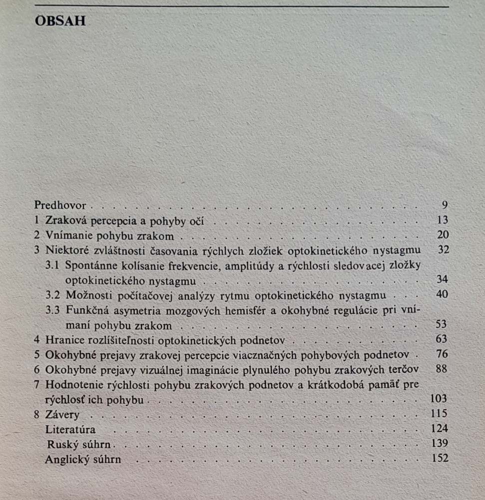 Okohybné regulácie pri zrakovej percepcii pohybu u človeka