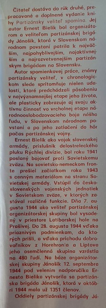 Partizánsky veliteľ spomína