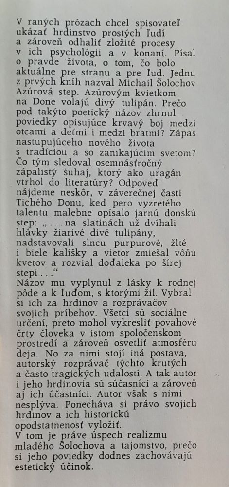 Azúrová step (Šolochov)/ Čítanie študujúcej mládeže
