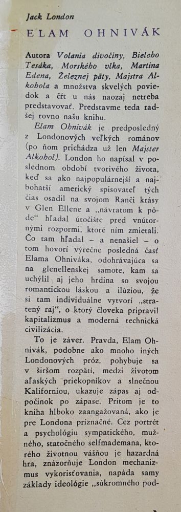 Elam Ohnivák / Jack London / Hviezdoslavova knižnica