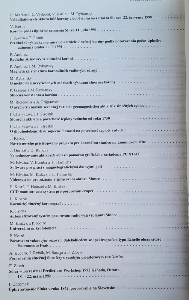 11. Celoštátny slnečný seminár Donovaly 1992