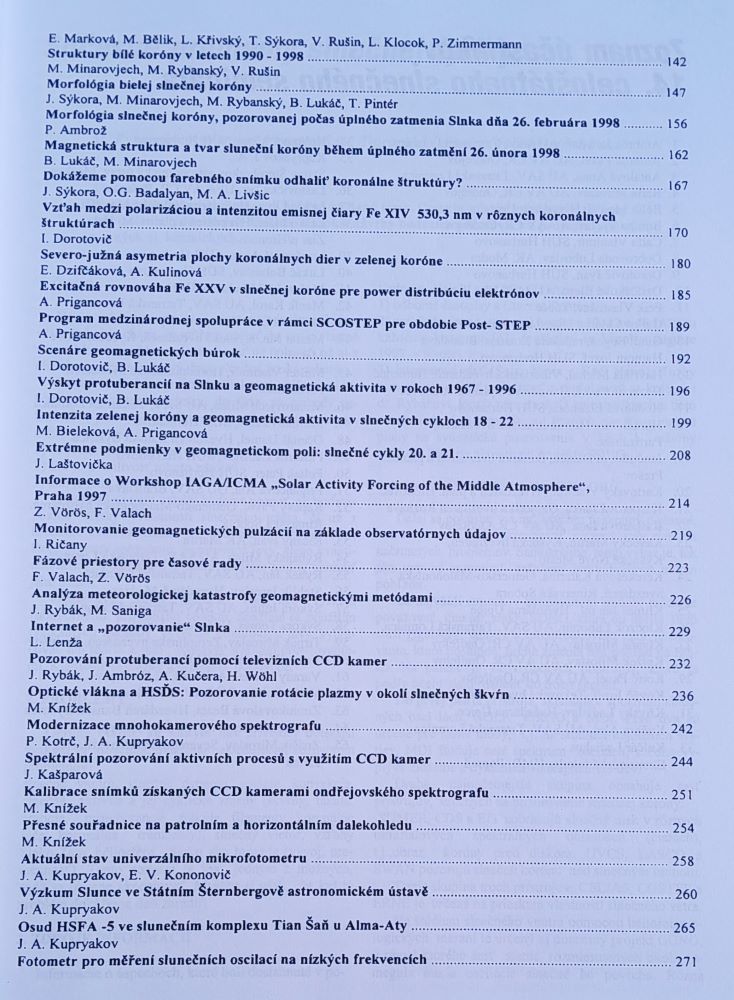 14. Celoštátny slnečný seminár Stará Lesná 1998