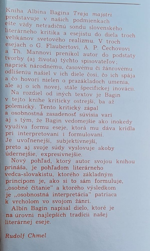 Traja majstri / Albín Bagin