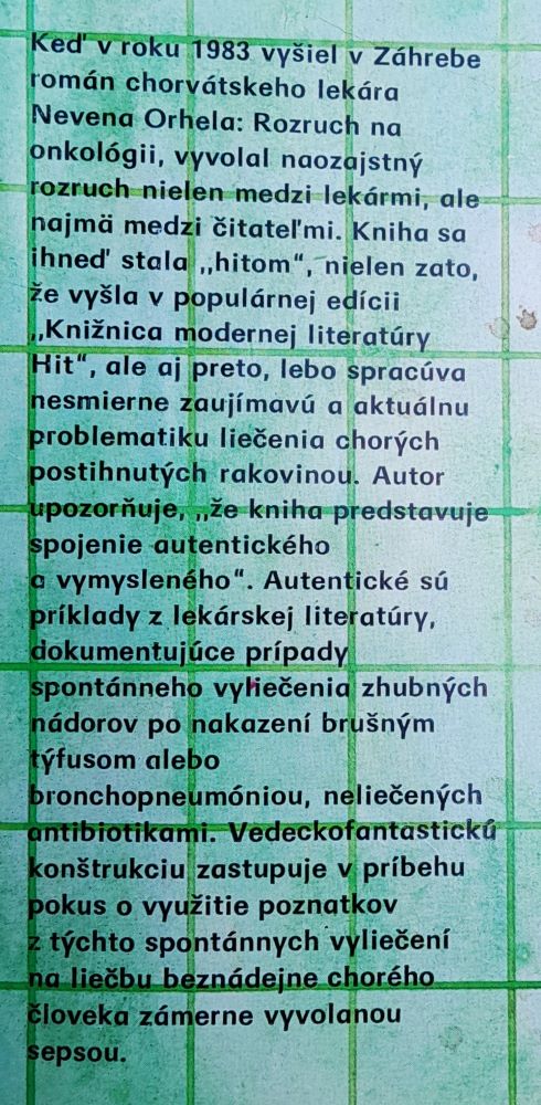 Rozruch na onkológii / thriller z lekárskeho prostredia