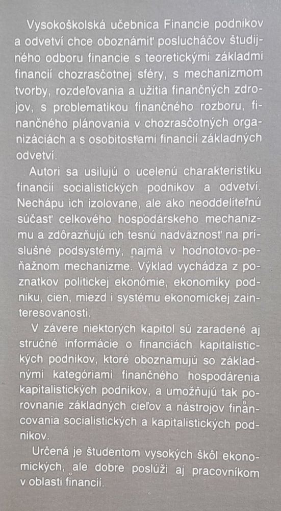 Financie podnikov a odvetví