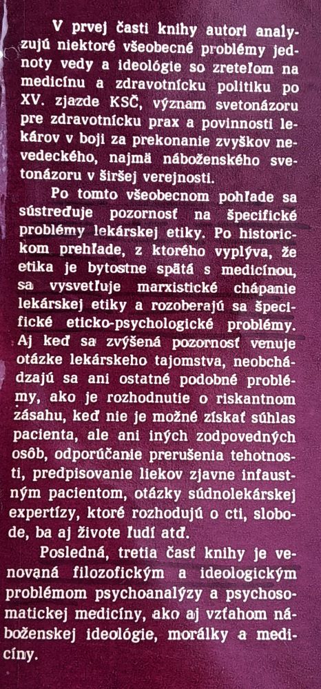 Ideológia, morálka a medicína / Zdravotníctvo a vedecký názor