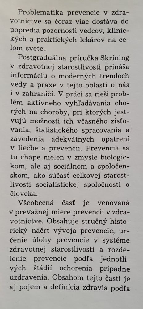 Skríning v zdravotnej starostlivosti / Edícia pre postgraduálne štúdium lekárov