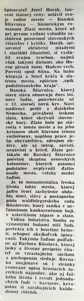 Zlaté mesto / Historický román