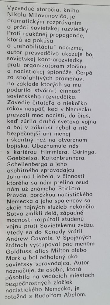 Vyzvedač storočia / Kto je: Stirlitz, Liebel, Fred, Colins, Goldfuss, Abel?