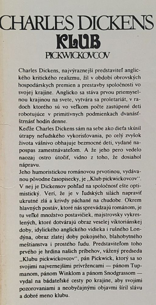 Klub Pickwickovcov / Dobré slovo